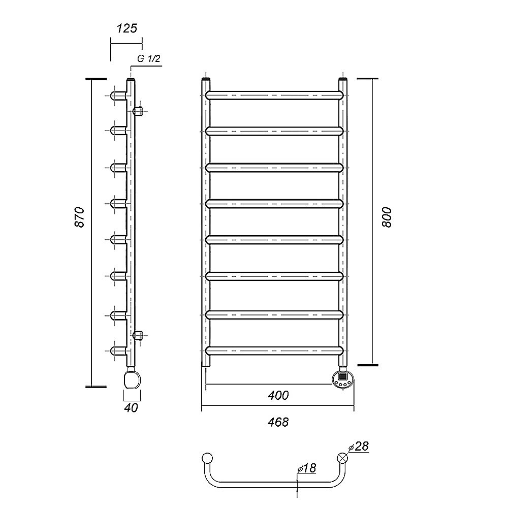 Полотенцесушитель электрический Domoterm Стефано П8 400x800 АБР E бронза купить в интернет-магазине сантехники Sanbest