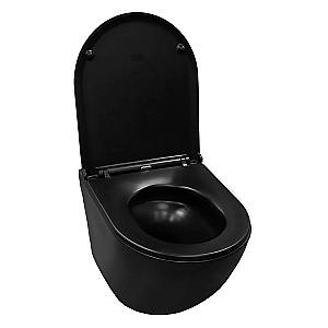 Унитаз подвесной Azario Grado AZ-0046-UQ3-MB черный матовый, безободковый, с крышкой микролифт, слив торнадо купить в интернет-магазине Sanbest