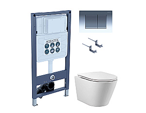 Унитаз подвесной с инсталляцией Aquatek Вега SET AQUATEK ВЕГА T PNS002 белый/кнопка хром, безободковый, с крышкой микролифт, слив торнадо купить в интернет-магазине Sanbest