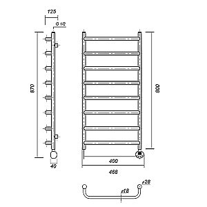 Полотенцесушитель электрический Domoterm Стефано П8 400x800 АБР E бронза купить в интернет-магазине сантехники Sanbest