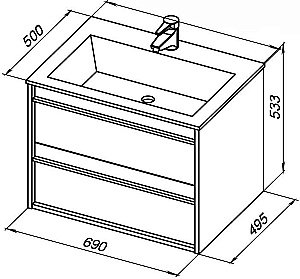 Тумба с раковиной Aquanet Lino 70 Дуб Веллингтон для ванной в интернет-магазине Sanbest