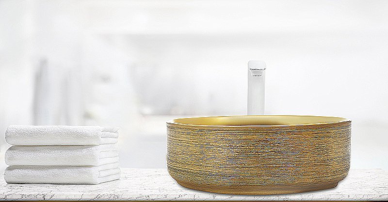 Раковина накладная WeltWasser WW ELBACH 3134 LSG 35,5 золотая купить в интернет-магазине Sanbest