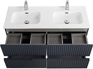 Тумба с раковиной Cezares DUET-N 120 DUET-N-1200-4C-SO-2-GR-P графит для ванной в интернет-магазине Sanbest