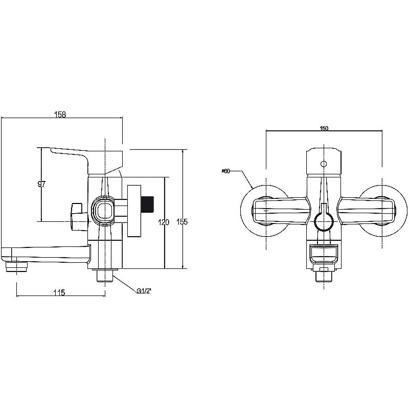 Смеситель для ванны Kaiser Vega 63022 купить в интернет-магазине сантехники Sanbest