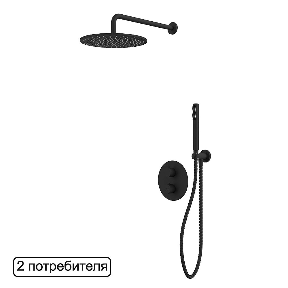 Душевая система WhiteCross Y YSET08BL черная матовая купить в интернет-магазине сантехники Sanbest