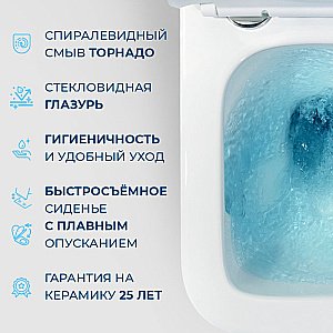 Унитаз подвесной BelBagno DUE-TOR BB5171CH-TOR/SC белый, с крышкой микролифт, безободковый, слив-торнадо купить в интернет-магазине Sanbest