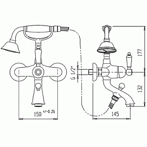 Смеситель для ванны Caprigo ADRIA–Uno 02-010 Бронза купить в интернет-магазине сантехники Sanbest