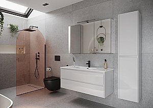 Тумба с раковиной Sancos Libra LB120-1W белый глянец для ванной в интернет-магазине Sanbest