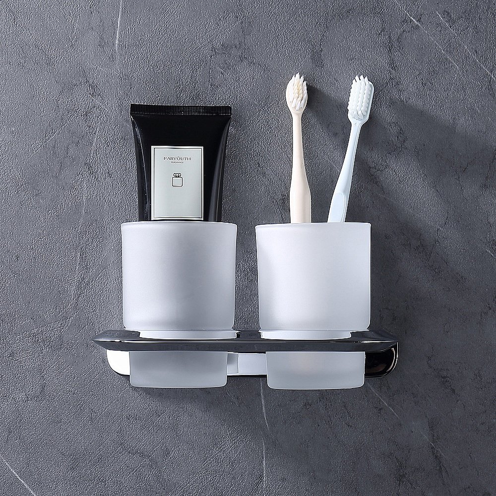 Стакан двойной для зубных щеток Abber NORD AA1557 хром купить в интернет-магазине сантехники Sanbest