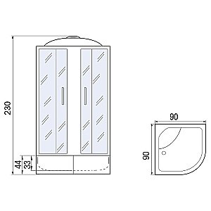 Душевая кабина Мономах XL 90x90x44 С МЗ 10000012114 стекло прозрачное с рисунком мозаика/профиль хром купить в интернет-магазине Sanbest