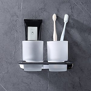 Стакан двойной для зубных щеток Abber NORD AA1557 хром купить в интернет-магазине сантехники Sanbest