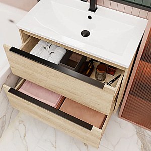 Тумба с раковиной La Fenice Tesoro 80 FNC-01-TES-DNN-80-2 небраска натуральный для ванной в интернет-магазине Sanbest