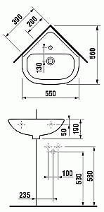 Раковина с пьедесталом Jika Olymp 55 купить в интернет-магазине сантехники Sanbest