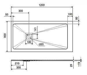 Душевой поддон Excellent Arda 120x90 бежевый купить в интернет-магазине Sanbest