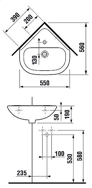 Раковина с пьедесталом Jika Olymp 55 купить в интернет-магазине сантехники Sanbest