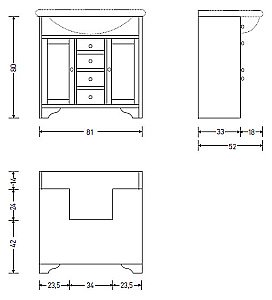 Тумба с раковиной Eban Eleonora 82 орех для ванной в интернет-магазине Sanbest