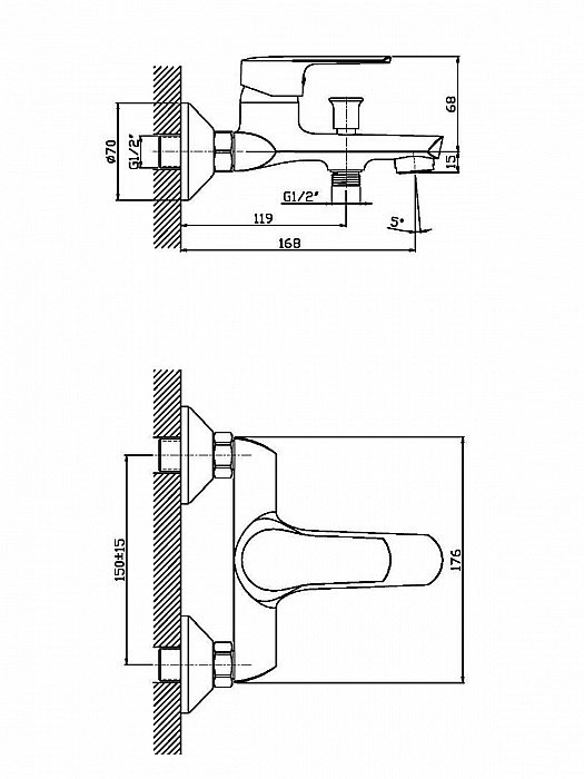 Смеситель для ванны Orange Sofi M43-100cr купить в интернет-магазине сантехники Sanbest