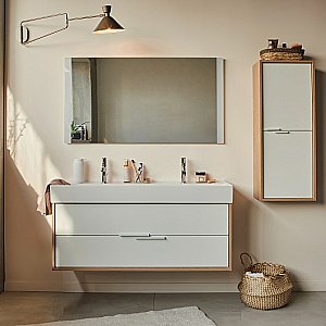 Тумба с раковиной Jacob Delafon VIVIENNE 120 дуб Давос натуральный/белый глянцевый для ванной в интернет-магазине Sanbest