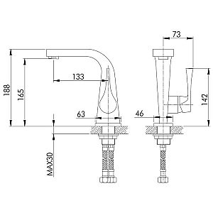 Смеситель для раковины Rossinka RS34-12U купить в интернет-магазине сантехники Sanbest
