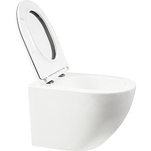 Унитаз подвесной WeltWasser BAMBERG 525+MERZBACH 043 GL-WT+BAMBERG CR белый глянцевый, безободковый, с крышкой микролифт, слив-торнадо, с инсталляцией и кнопкой хром купить в интернет-магазине Sanbest