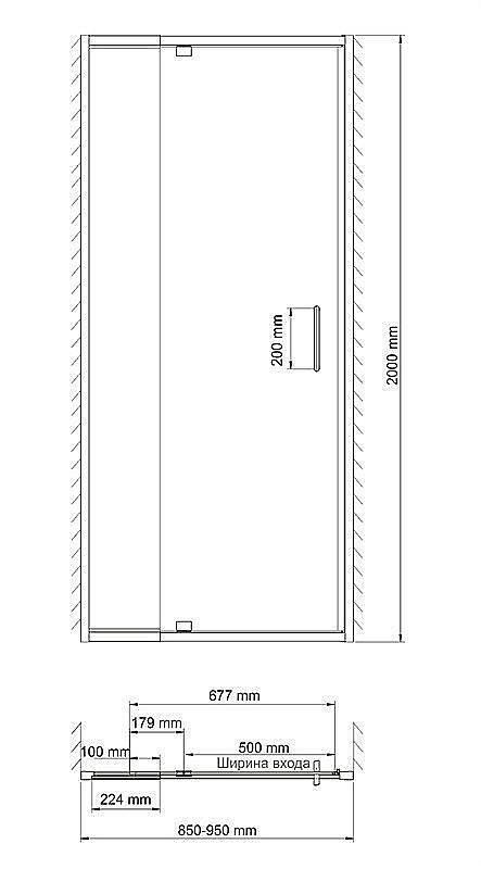 Душевая дверь WasserKRAFT Berkel 48P04 90 купить в интернет-магазине Sanbest