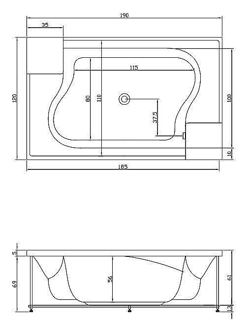 Гидромассажная ванна Aquatika Архитектура Basic 190x120 купить в интернет-магазине Sanbest