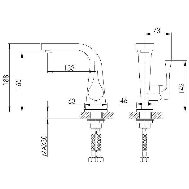 Смеситель для раковины Rossinka RS34-12U купить в интернет-магазине сантехники Sanbest