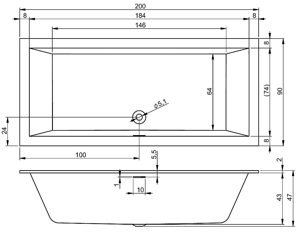 Акриловая ванна Riho Rething Cubic 200x90 B110001005 белая купить в интернет-магазине Sanbest