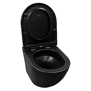 Унитаз подвесной Azario Grado AZ-0046-UQ3-MB черный матовый, безободковый, с крышкой микролифт, слив торнадо купить в интернет-магазине Sanbest