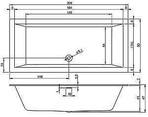 Акриловая ванна Riho Rething Cubic 200x90 B110001005 белая купить в интернет-магазине Sanbest