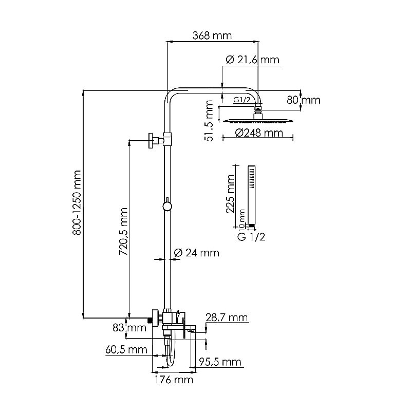 Душевая система WasserKraft Elbe 7400 SET2685 черный Soft-touch купить в интернет-магазине сантехники Sanbest