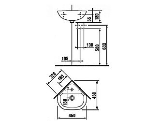 Раковина с полупьедесталом Jika Olymp 45 купить в интернет-магазине Sanbest