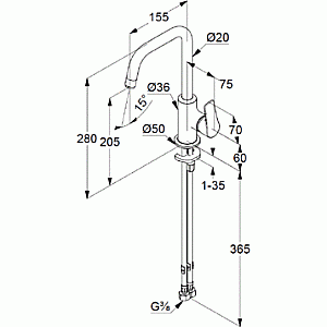 Смеситель для раковины Kludi Pure&Solid 340240575 хром купить в интернет-магазине сантехники Sanbest