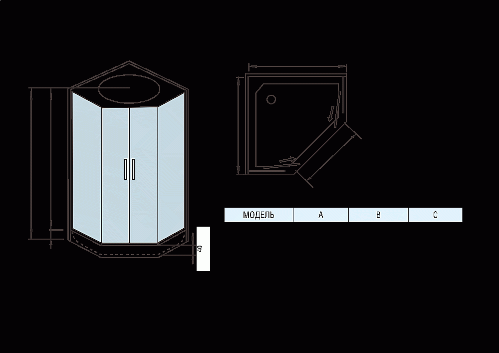 Душевая кабина WeltWasser WW500 NESSE 1004 100х100 купить в интернет-магазине Sanbest