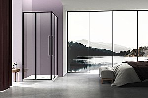 Душевой уголок Vincea SLIM-N VSS-4SN9010CLB 100x90 стекло прозрачное/профиль черный купить в интернет-магазине Sanbest