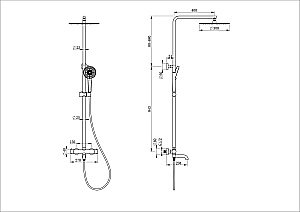 Душевая система с термостатом WONZON & WOGHAND STICK, Брашированное золото (WW-88739903-BG) купить в интернет-магазине сантехники Sanbest