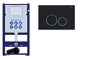 Инсталляция для унитаза Aquatek INS-0000016 с кнопкой KDI-0000020 черная матовая/хром купить в интернет-магазине сантехники Sanbest