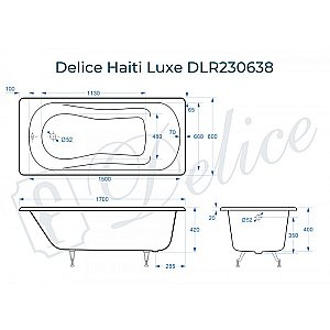 Ванна Delice Haiti Luxe Elite 170х80 DLR230636 170х80 белая купить в интернет-магазине Sanbest