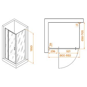 Душевой уголок RGW Passage PA-078 (PA-008 + Z-050-2) 80х70 350807887-11 стекло прозрачное/профиль хром купить в интернет-магазине Sanbest