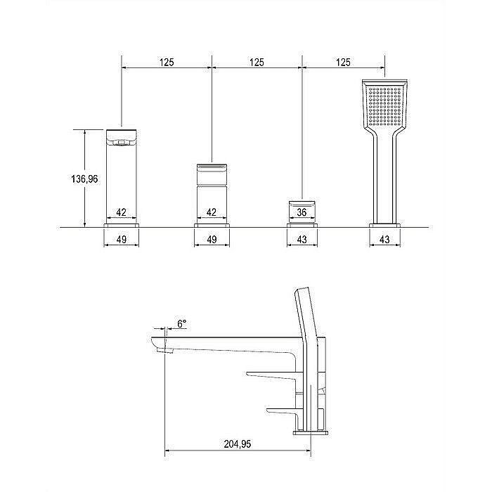 Смеситель для ванны OMNIRES PARMA PM7432CRB купить в интернет-магазине сантехники Sanbest