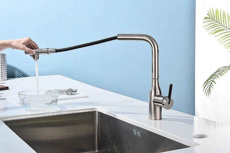 Смеситель для кухни Paulmark Viper Vi213105-BS брашированная сталь купить в интернет-магазине сантехники Sanbest