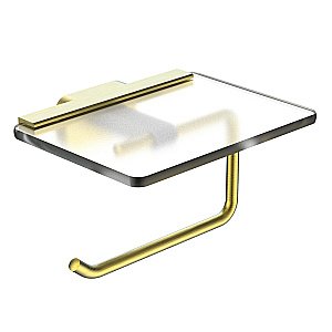 Держатель для туалетной бумаги с полкой WONZON & WOGHAND GRAFFITY, Брашированное золото (WW-9326-BG) купить в интернет-магазине сантехники Sanbest