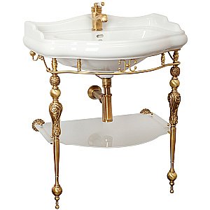 Консоль с раковиной и стеклянной полкой Migliore Bella ML.BLL-24.373.BR бронза для ванной в интернет-магазине сантехники Sanbest