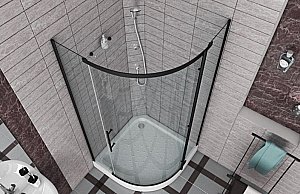 Душевой уголок Bravat BLACKLINE BS090.1110A 90х90 стекло прозрачное/профиль черный купить в интернет-магазине Sanbest