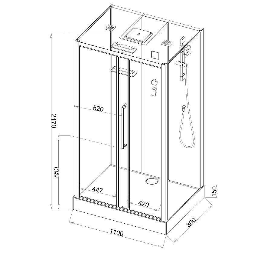Душевая кабина Acquazzone Melissa 110х80 купить в интернет-магазине Sanbest