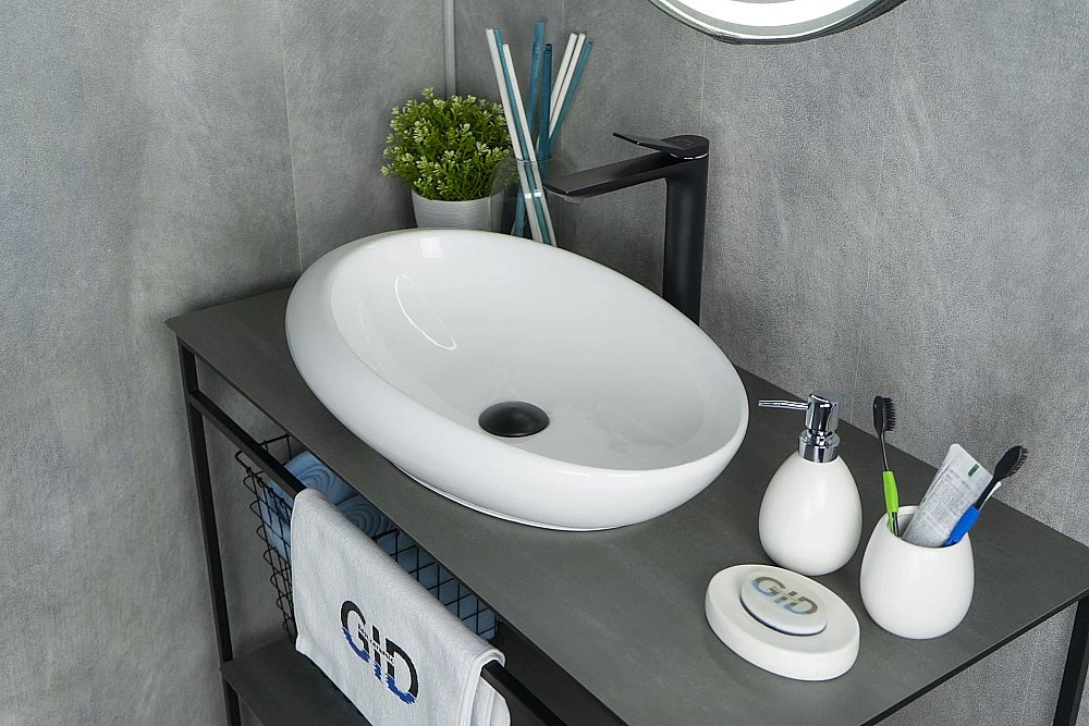 Раковина накладная Gid Creativo 59 N9050 51167 белая купить в интернет-магазине Sanbest