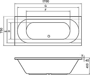 Ванна акриловая Koller Pool Orion Double 170x75 ORIOND170X75 белая купить в интернет-магазине Sanbest