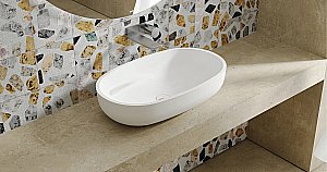 Раковина накладная Salini Gloria 05 1102205M 64 из искусственного камня S-Stone, белая матовая купить в интернет-магазине Sanbest