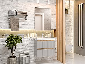 Тумба с раковиной Misty Грэй - 60 Э-Грэ-09060-011По серый для ванной в интернет-магазине Sanbest