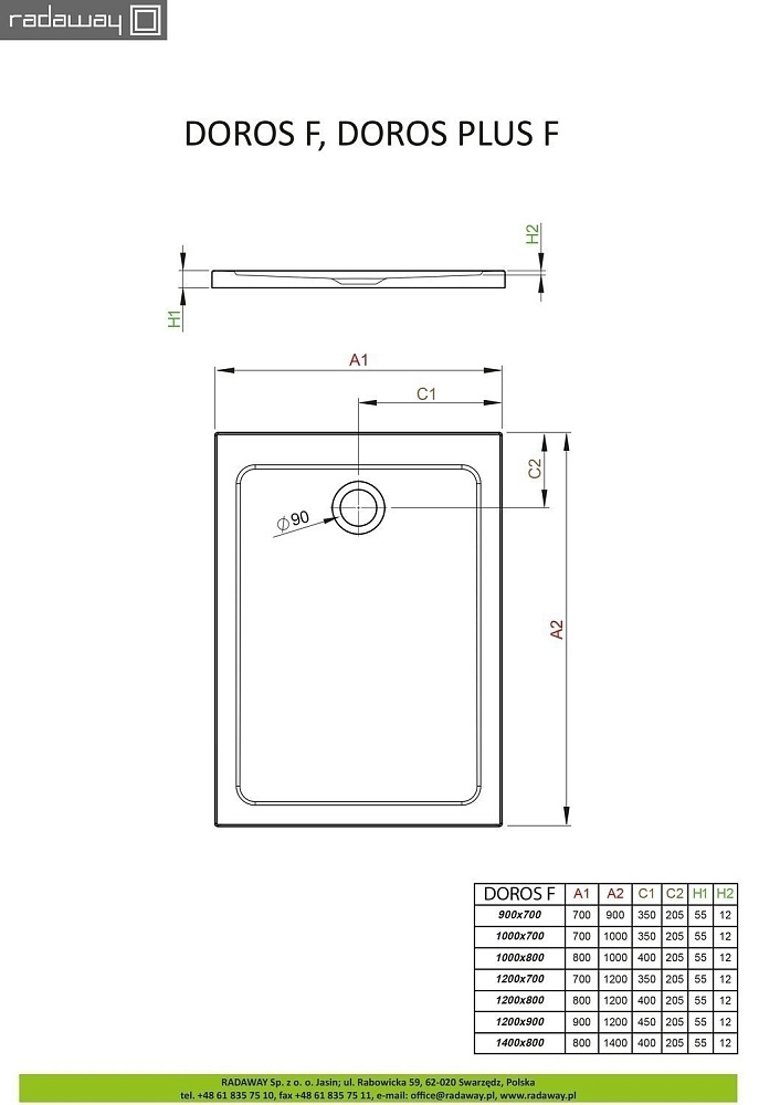 Душевой поддон Radaway Doros F 140x80 купить в интернет-магазине Sanbest